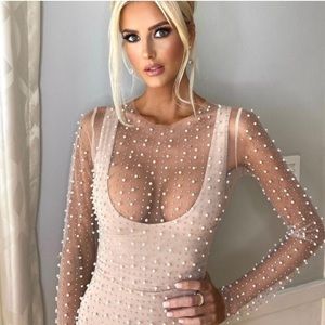 Beach Bunny Champagne Nights Mesh Dress Nude